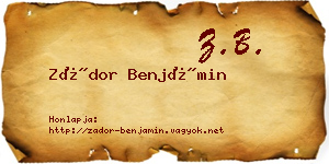 Zádor Benjámin névjegykártya